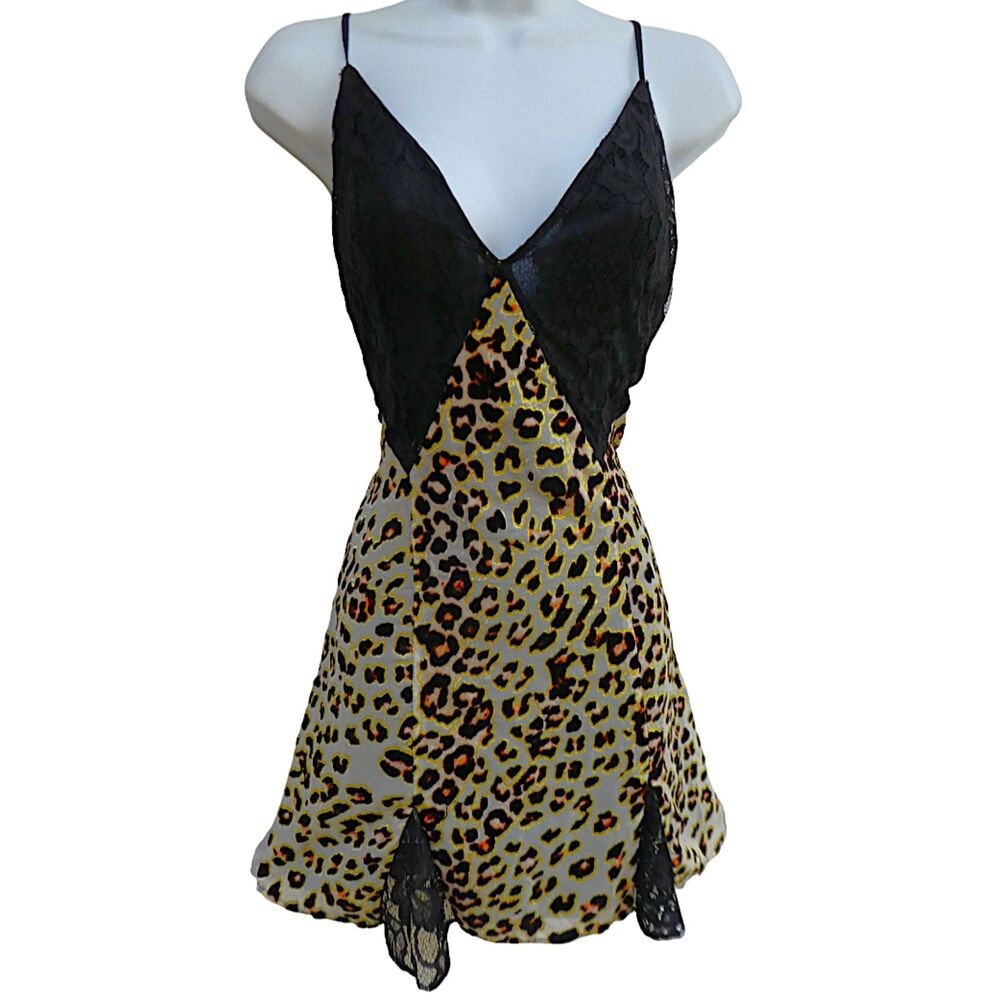 House of Harlow 1960 Revolve Pandora Dress Metallic Burnout Velvet Leopard Lace